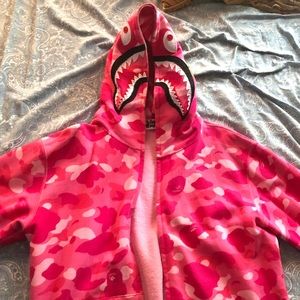 Pink Camo Shark Bape Hoodie